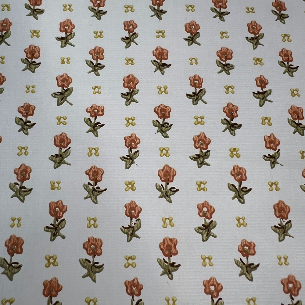 Vintage Lennon Wallpaper Co Floral Pre-Pasted Roll Orange Ditsy Flower 20.5 Inch